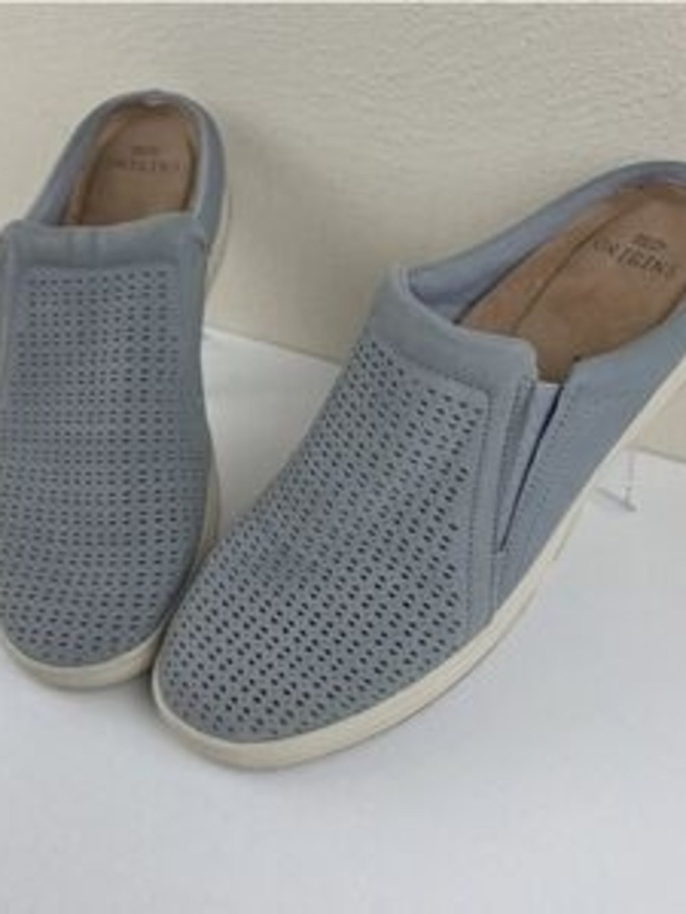 Earth Origins Light Blue Perforated Slip-On Mules